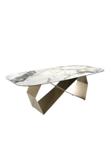 Mesa comedor rectangular mármol porcelánico y...