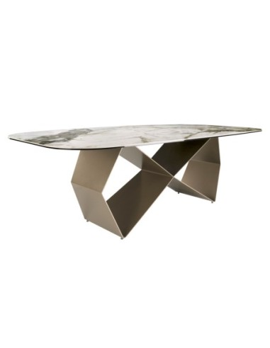 Mesa comedor rectangular mármol porcelánico y...