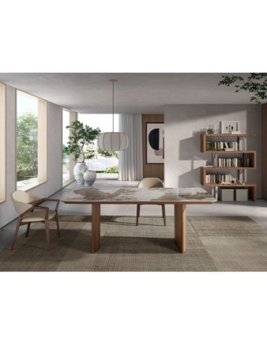 Mesa comedor rectangular mármol porcelánico y...