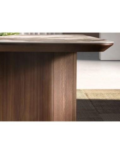 Mesa comedor rectangular mármol porcelánico y...