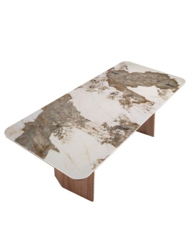 Mesa comedor rectangular mármol porcelánico y...