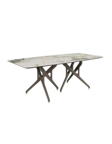 Mesa comedor rectangular mármol porcelánico y...