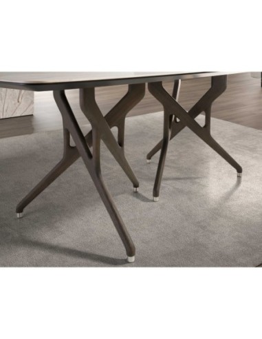 Mesa comedor rectangular mármol porcelánico y...