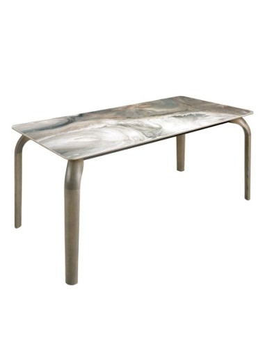 Mesa comedor rectangular mármol porcelánico y...