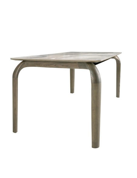 Mesa comedor rectangular mármol porcelánico y roble ceniza