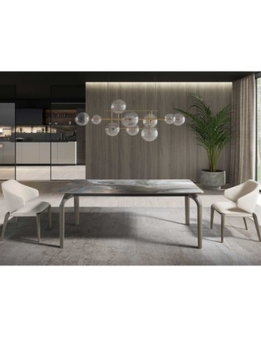 Mesa comedor rectangular mármol porcelánico y...