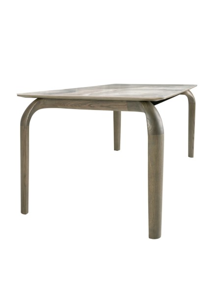 Mesa comedor rectangular mármol porcelánico y roble ceniza