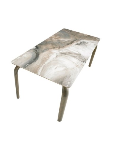 Mesa comedor rectangular mármol porcelánico y...