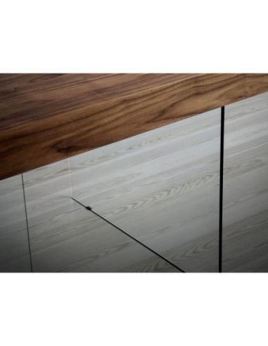 Mesa comedor rectangular nogal y cristal templado