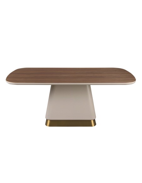 Mesa comedor rectangular nogal y madera beige