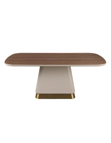 Mesa comedor rectangular nogal y madera beige