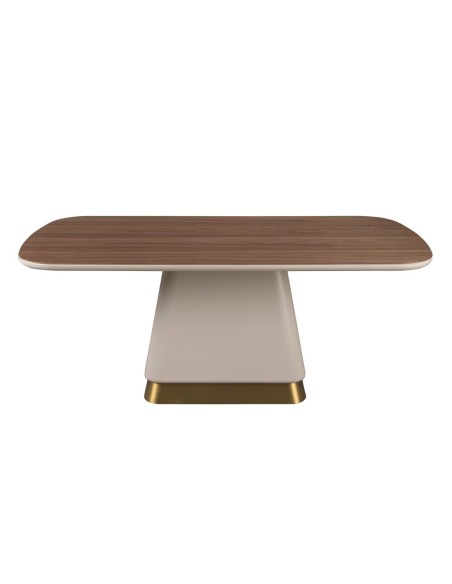 Mesa comedor rectangular nogal y madera beige