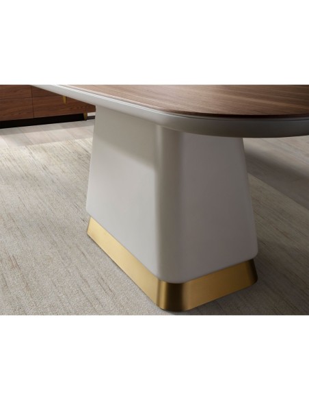 Mesa comedor rectangular nogal y madera beige