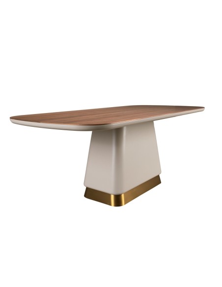 Mesa comedor rectangular nogal y madera beige