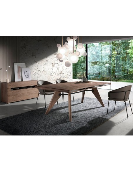 Mesa comedor rectangular nogal y nogal