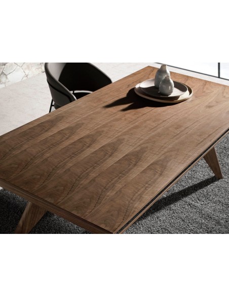 Mesa comedor rectangular nogal y nogal