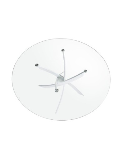 Mesa comedor redonda cristal templado y acero...