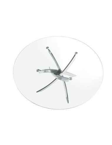 Mesa comedor redonda cristal templado y acero...