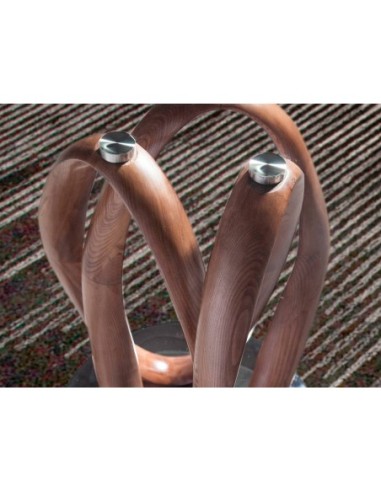 Mesa comedor redonda cristal templado y nogal