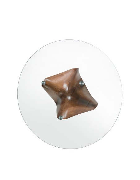 Mesa comedor redonda cristal templado y nogal