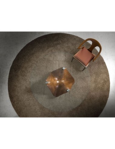 Mesa comedor redonda cristal templado y nogal