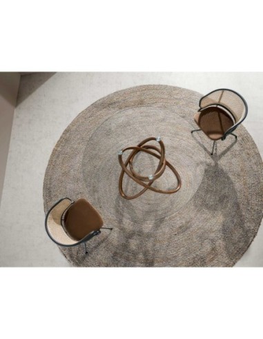 Mesa comedor redonda cristal templado y nogal