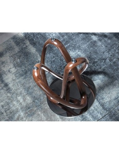 Mesa comedor redonda cristal templado y nogal