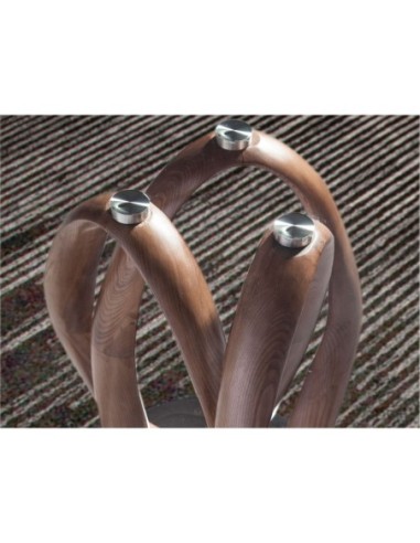 Mesa comedor redonda cristal templado y nogal