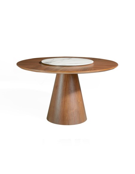 Mesa comedor redonda giratoria nogal