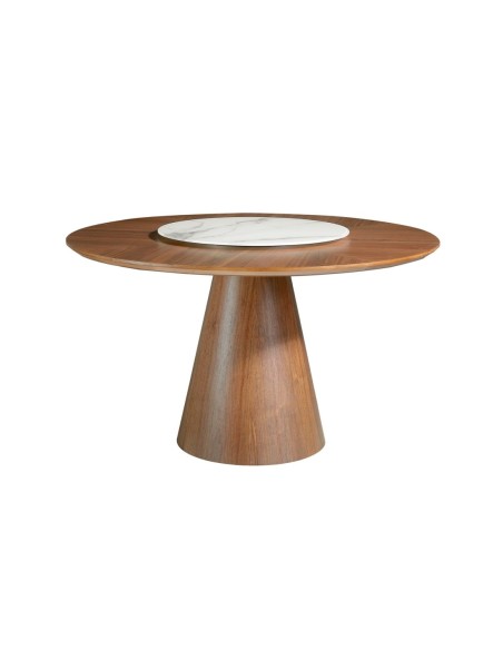 Mesa comedor redonda giratoria nogal