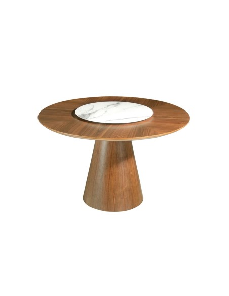 Mesa comedor redonda giratoria nogal