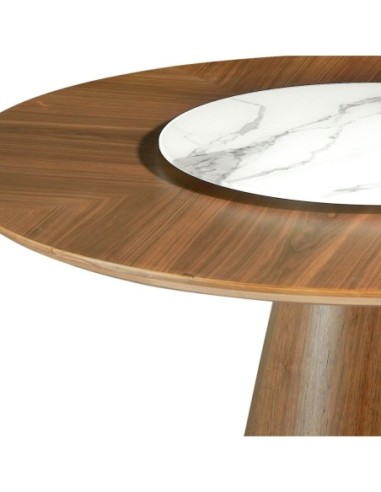 Mesa comedor redonda giratoria nogal