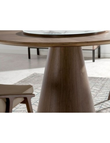 Mesa comedor redonda giratoria nogal