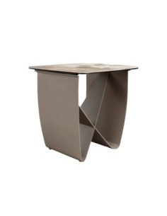 Mesa rincón cuadrada mármol porcelánico y acero taupé... 2