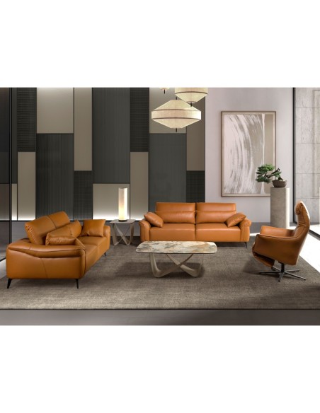 Mesa rincón cuadrada mármol porcelánico y acero taupé metalizado