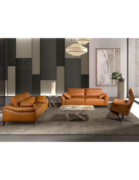 Mesa rincón cuadrada mármol porcelánico y acero taupé metalizado