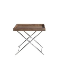 Mesa rincón rectangular nogal y acero cromado 2