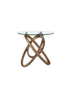 Mesa rincón redonda cristal templado y nogal 2