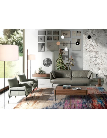 Mesa rincón redonda cristal templado y nogal