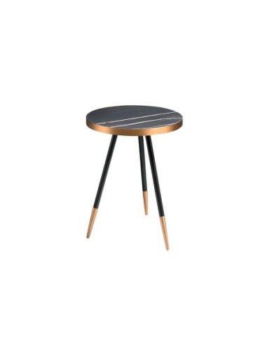 Mesa rincón redonda mármol porcelánico y acero...