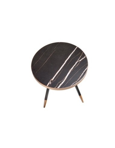 Mesa rincón redonda mármol porcelánico y acero...