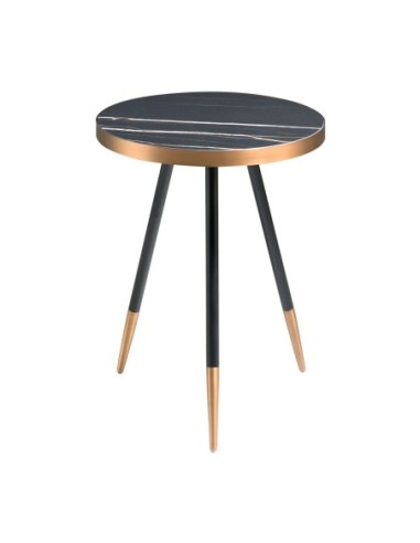 Mesa rincón redonda mármol porcelánico y acero...