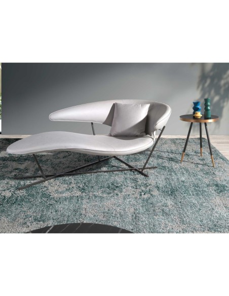 Mesa rincón redonda mármol porcelánico y acero negro