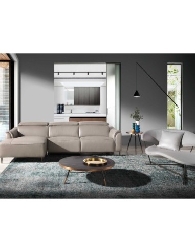 Mesa rincón redonda mármol porcelánico y acero...