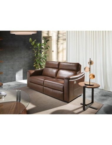 Mesa rincón redonda nogal y acero negro