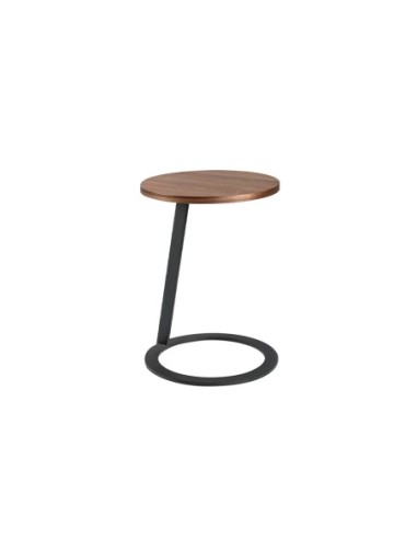 Mesa rincón redonda nogal y acero negro
