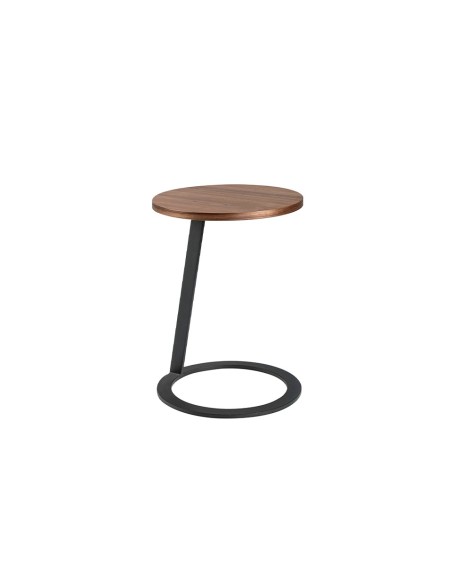 Mesa rincón redonda nogal y acero negro