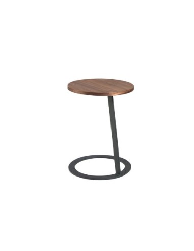 Mesa rincón redonda nogal y acero negro