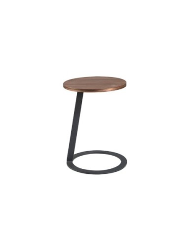 Mesa rincón redonda nogal y acero negro