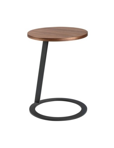 Mesa rincón redonda nogal y acero negro